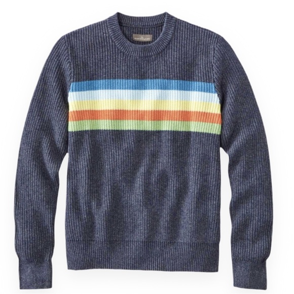 L.L. Bean Other - LL Bean Signature Shaker Stitch Stripe Crewneck Sweater Mens XL Blue Cotton